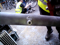 The bike frame's braze-ons are filed off