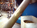 The bike frame's braze-ons are now filed off