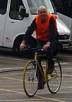 Chris tests the bike first - the smile speaks volumes