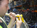 Luke cleans and lubricates the housing - click to enlarge