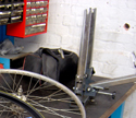 The wheel is about to be trued on the jig - click to enlarge